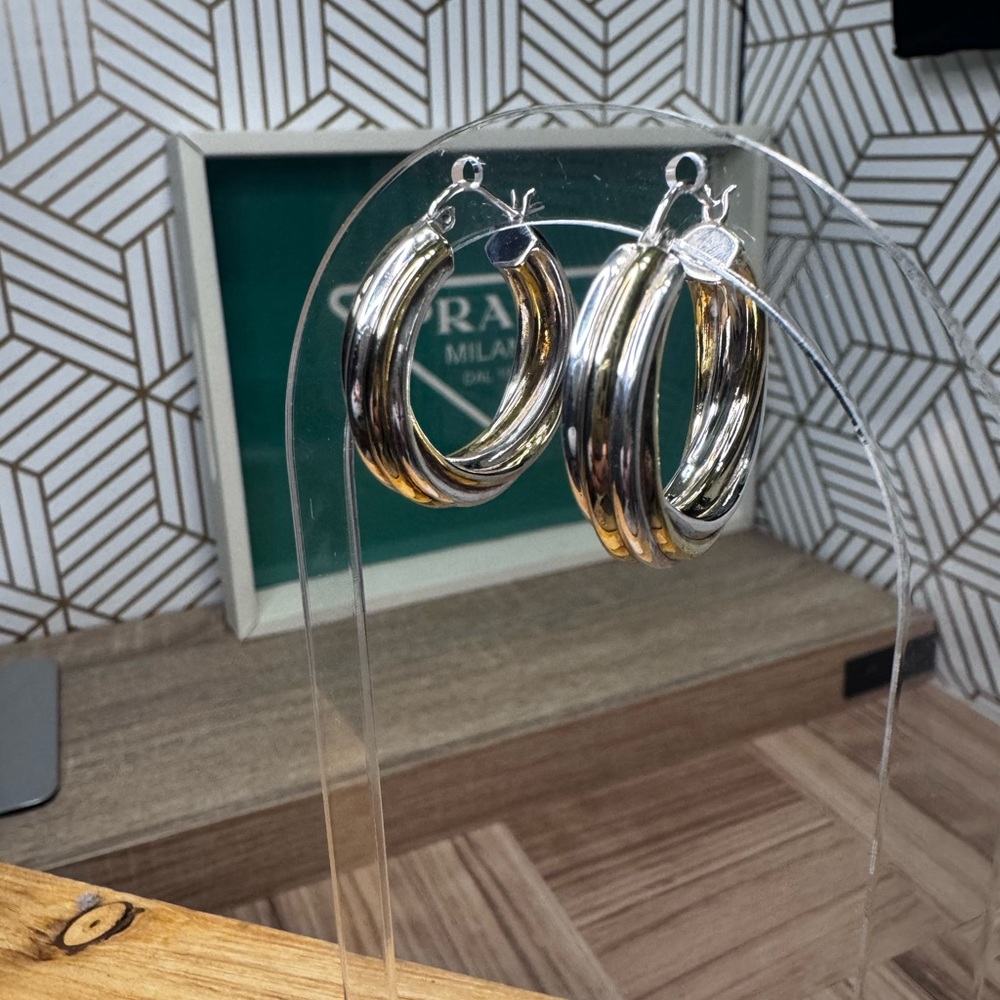 925 Silver Twist Hoop Earrings